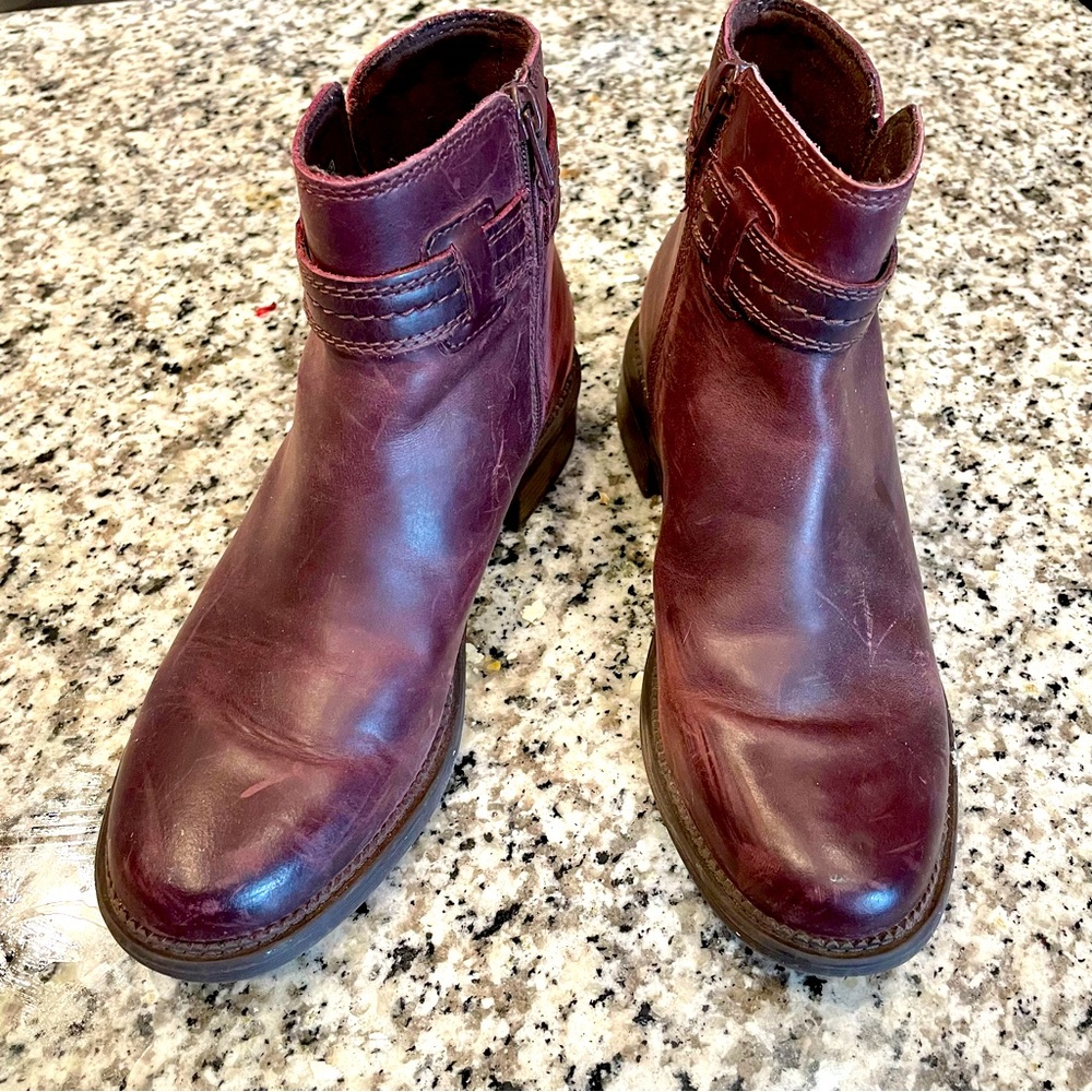 Clark’s burgundy ankle boots